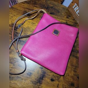 Dooney & Burke Pink pebble grain Leather Dani Crossbody Bag